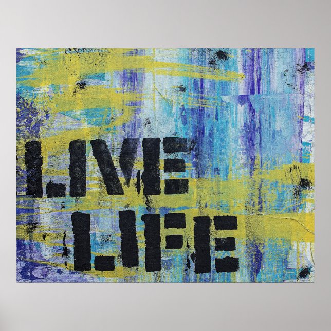 Poster Mensagem Live Life Abstrato (Frente)