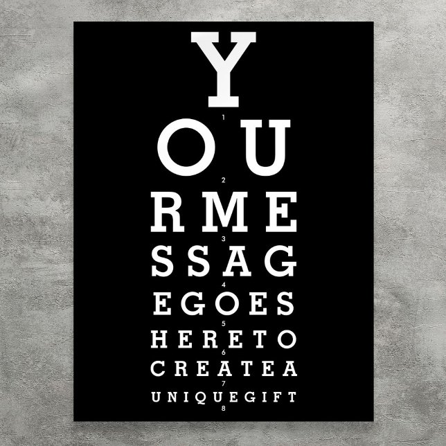 Poster Mensagem Personalizada do Gráfico de Teste de Visã (Fun Eyesight Test Chart Personalized Message)