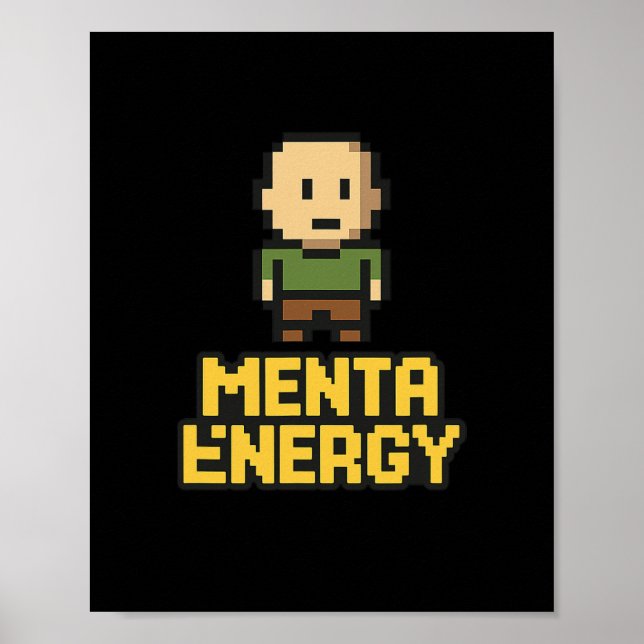 Poster Menta Energy Pixel Gamer Funny Graphic Tee  (Frente)