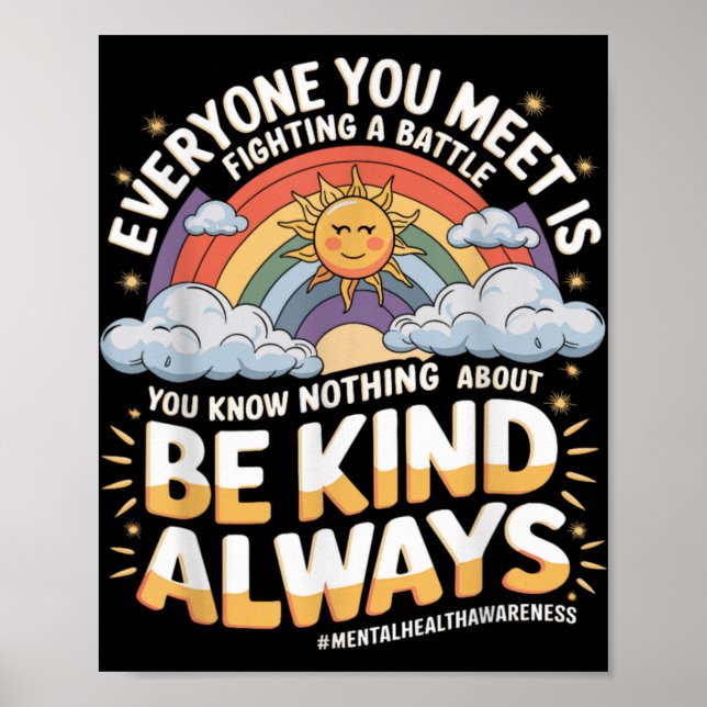 Poster Mental Health Illness Awareness Month Depressed Pe (Frente)