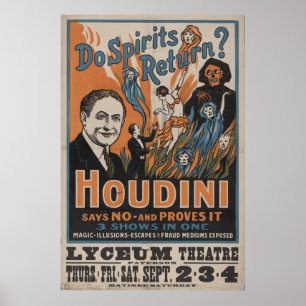 Poster mentalista do VAUDEVILLE de Harry HOUDINI