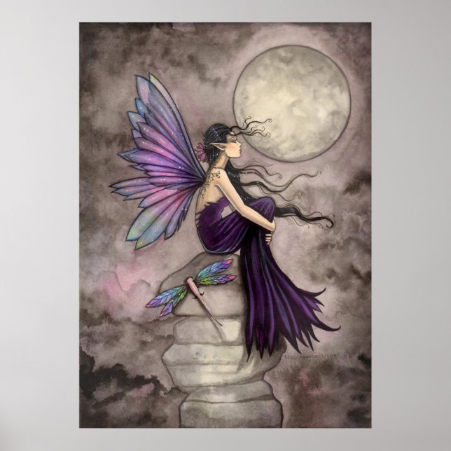 Pôster Mente Adrift Fantasy Fairy e Dragonfly Art (Frente)