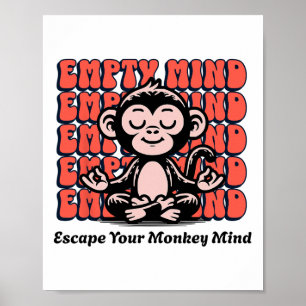Poster Mente de Macaco, Chimpanzé Meditando, Meditação de