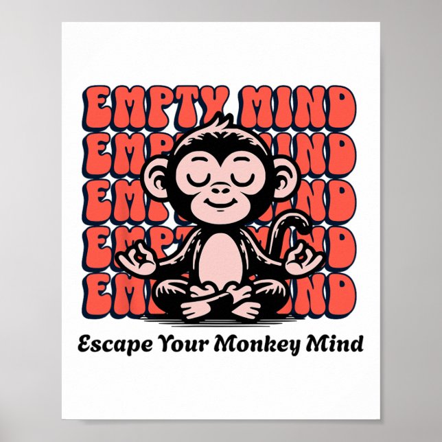 Poster Mente de Macaco, Chimpanzé Meditando, Meditação de (Frente)
