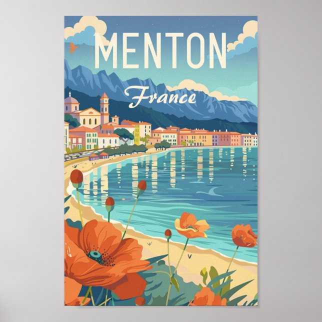 Poster Menton France Famosa Viagens vintage Place (Frente)