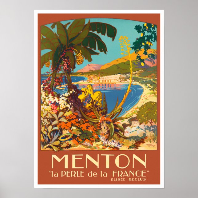 Poster Menton France viagens vintage (Frente)