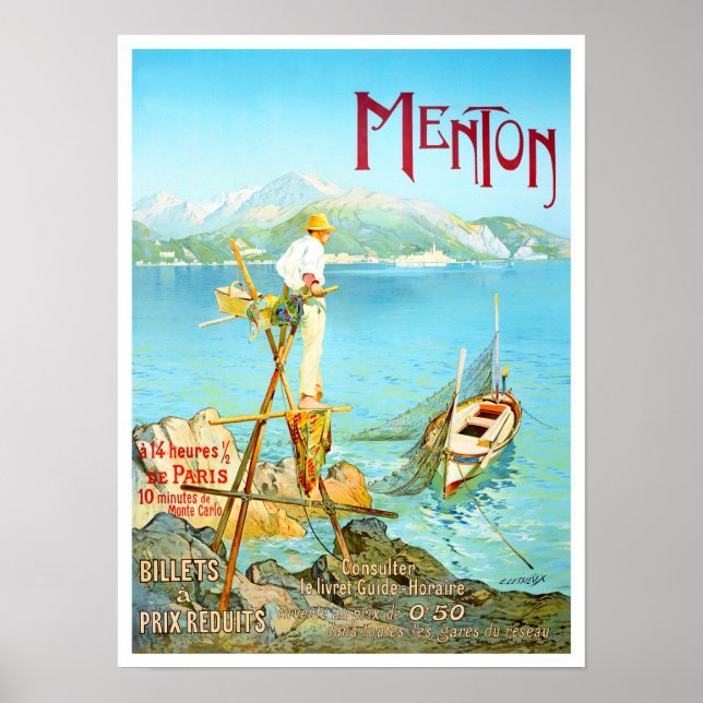 Poster Menton France viagens vintage (Frente)
