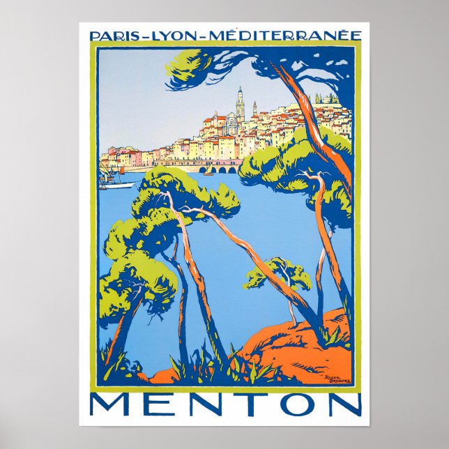 Poster Menton France viagens vintage (Frente)