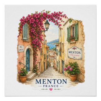 Pôster Menton French Riviera - Old Town Alley