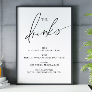 Poster Menu Abrir bar O sinal de casamento das Bebidas Po