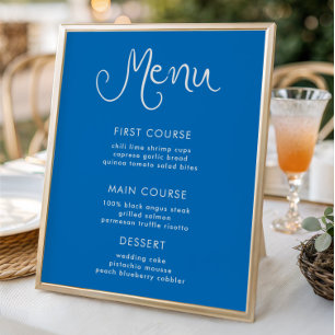 Poster Menu Azul Manuscrito Caprichoso