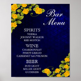 Poster Menu bar - Azul escuro e Flor Amarelo Marigold
