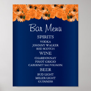 Poster Menu bar - Belo Rosa laranja e Marinho azul