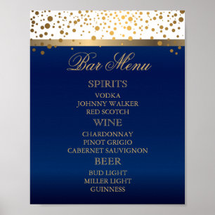 Poster Menu bar - Branco e Azul Marinho com Confetti Dour