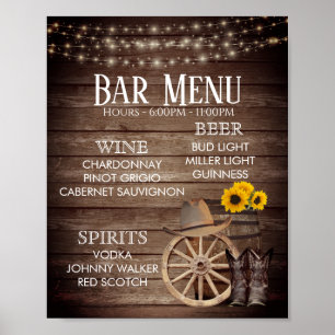 Poster Menu bar - Casamento do barril de madeira do país