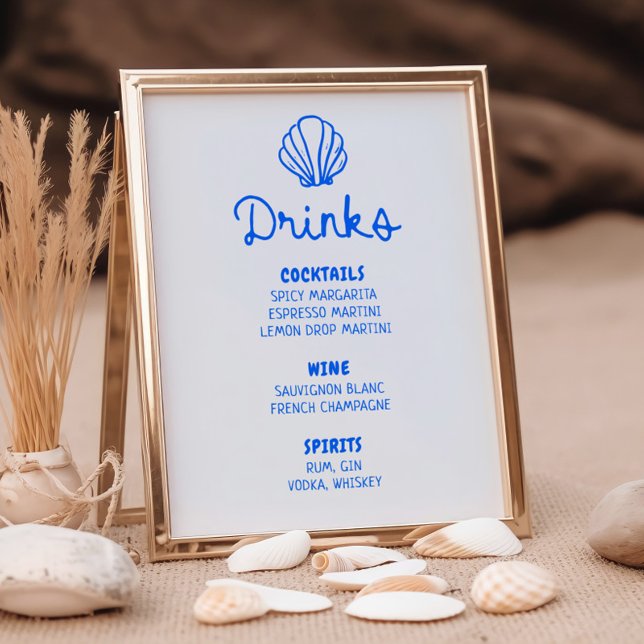 Poster Menu Bar Costeiro da Cana-de-Cobra Desenhada à Mão (Criador carregado)