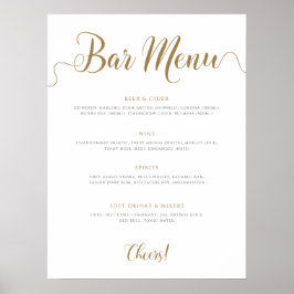 Poster Menu Bar de Casamento Assinar o Menu Bebidas Doura