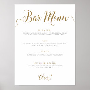 Poster Menu Bar de Casamento Assinar o Menu Bebidas Doura