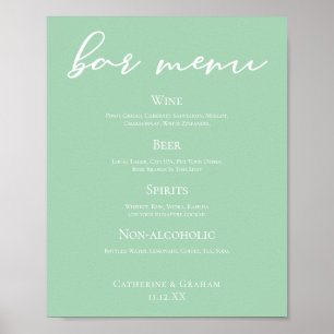 Poster Menu Bar de Casamento da Tipografia Verde Chic Min