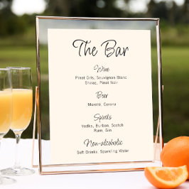 Poster Menu Bar de Casamento Manuscrito Quirky