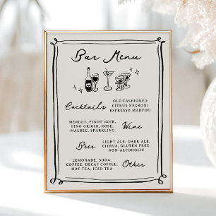 Poster Menu Bar de Portas Desenhadas à Mão Whimsical