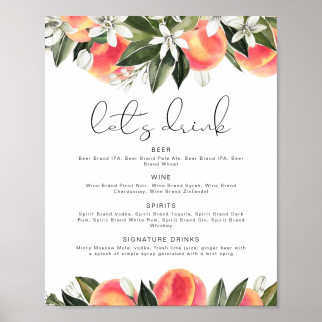 Poster Menu Bar do Vamos de Pêssego SAVANNAH (Frente)