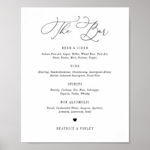 Poster Menu Bar Elegante de Script de Beatrice Negra
