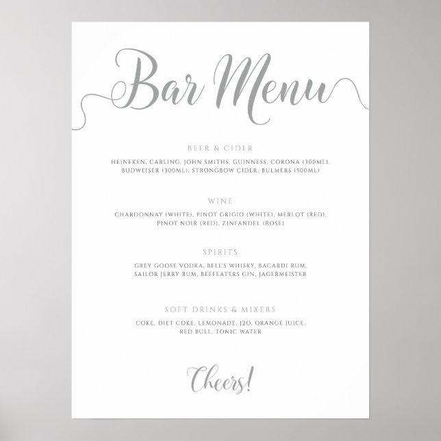 Poster Menu Bar Silver Drinks (Frente)