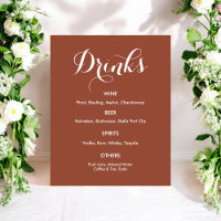 Menu Bebidas Casamento Branco Castanho