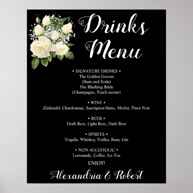 Poster Menu Bebidas | Sinal de casamento (Frente)