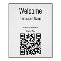Menu Bem-vindo Verificação de Código QR Preto e Br
