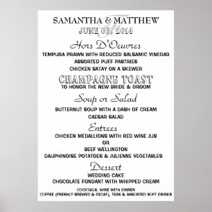 Pôster Menu Black and white DIY party