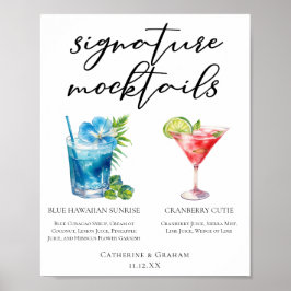 Poster Menu Blue Hawaiian Cranberry Cutie Mocktails
