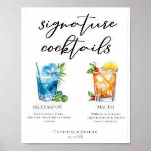 Poster Menu Casamento de Cocktails de Assinatura Tropical