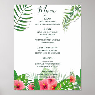 Pôster Menu Casamento tropical aquarela