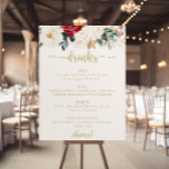 Poster Menu Clássico de Bebidas Florais Douradas<br><div class="desc">Este clássico cartaz de cardápio de ouro floral é perfeito para um casamento rústico. A design apresenta a cor-de-água,  flores brancas,  borrifadas e douradas e bagas com folhagem verde dispostas em buquês elegantes.</div>