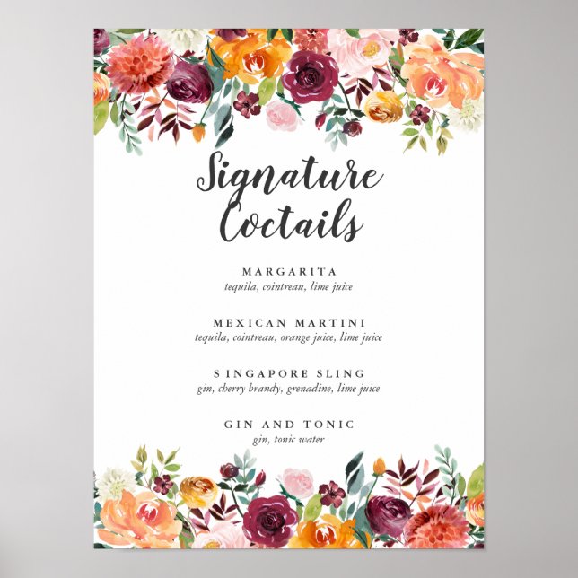 Poster Menu Cocktail de Assinatura do Country Bloom Burgu (Frente)