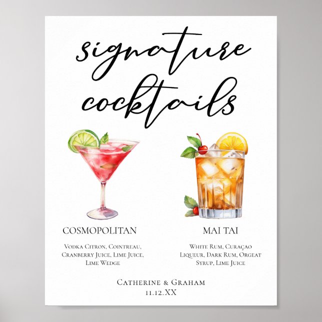 Poster Menu Cocktails de Assinatura Cosmopolita Mai Tai (Frente)
