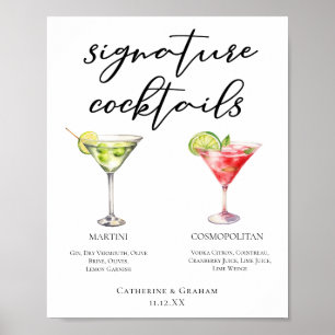 Poster Menu Cocktails de Assinatura Cosmopolita Martini