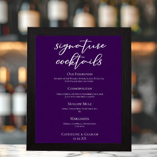 Poster Menu Cocktails de Assinatura de Casamento Branco P