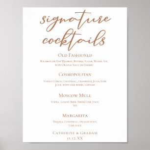 Poster Menu Cocktails de Assinatura de Casamento Sienna B