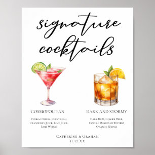 Poster Menu Cocktails de Assinatura de Tempestade Escura