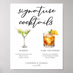 Poster Menu Cocktails de Assinatura Martini Dark & Stormy