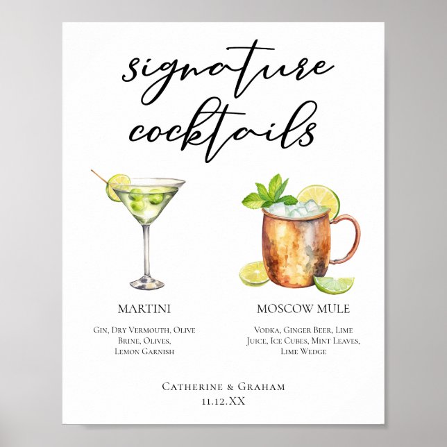 Poster Menu Cocktails de Assinatura Mule de Martini Mosco (Frente)