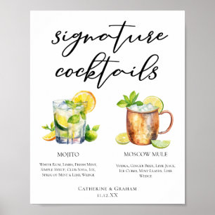 Poster Menu Cocktails de Assinatura Mule Mojito Moscou