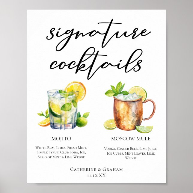 Poster Menu Cocktails de Assinatura Mule Mojito Moscou (Frente)