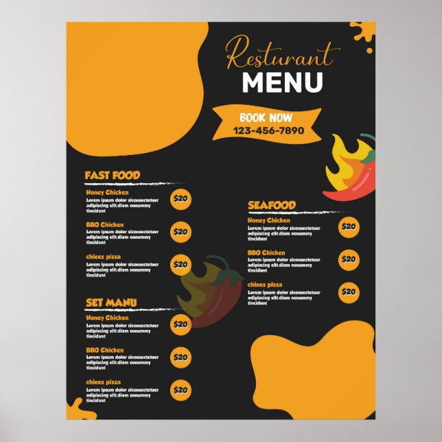 Poster menu comida (Frente)