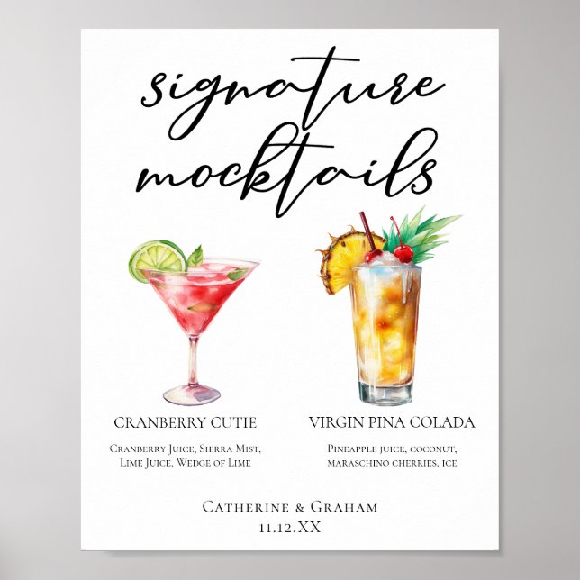 Poster Menu Cranberry Cutie Piña Colada Mocktail (Frente)