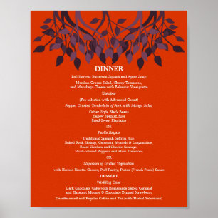 Pôster menu da mesa de comensal 8 x 10 para quadro