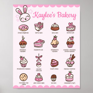 Poster Menu da Padaria Kawaii com o seu nome